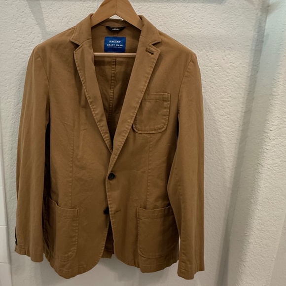 Haggar Smart Wash Mens Stretch Fabric Slim Fit Blazer - Khaki Size 40-42L - Picture 1 of 6